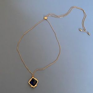 Kendra Scott adjustable blue stone rose gold pendant necklace